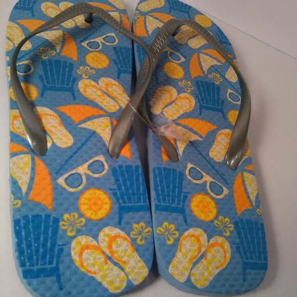 Juncture Women's Flip Flop Sandals Color Blue/Gray Size M 7/8 NWOT - Picture 3 of 6